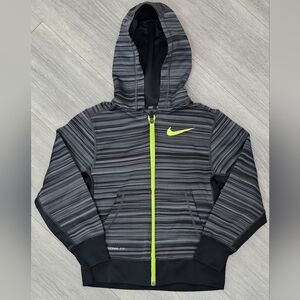 Nike BOYS S Therma-FIT Full Zip Hoodie Kids Black Gray Volt Yellow 16 in